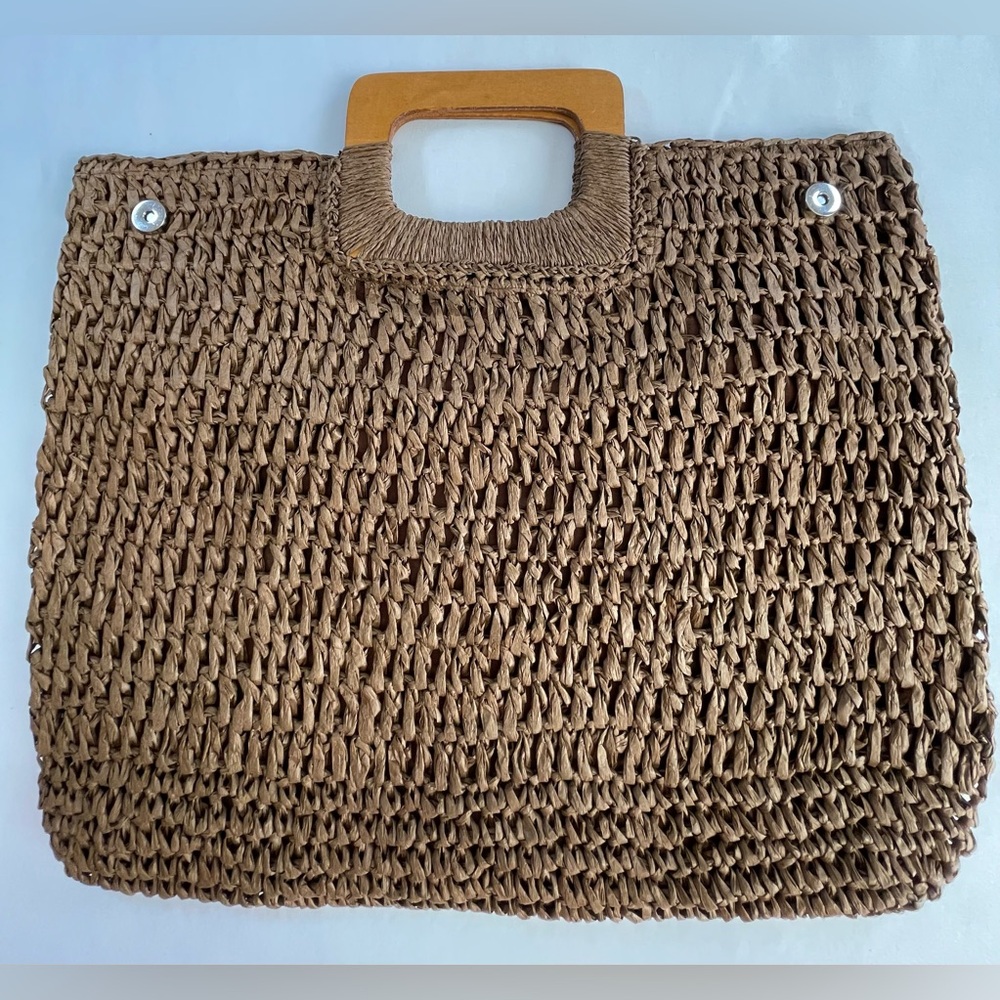 Rattan handwoven bag, Straw handwoven bag, Handmade tote bag, Summer bag-Brown